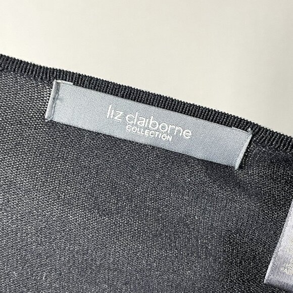 NEW Liz Claiborne Sweater Womens Large black silk knit floral pull over - Picture 4 of 11